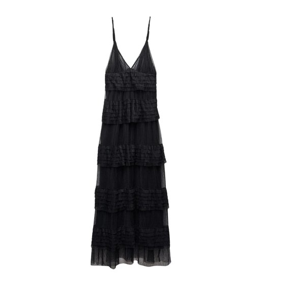 ZARA Ruffled Tulle Tiered Dress. Size Small. Blogger Fave! - Picture 4 of 7